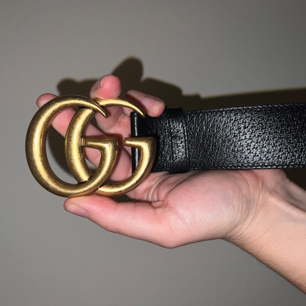 Gucci Gold Double G 2015 Re-Edition Wide Belt in Black | Large